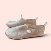 Souliers slip-on en gelée rose pale / vintage / taille 7,5