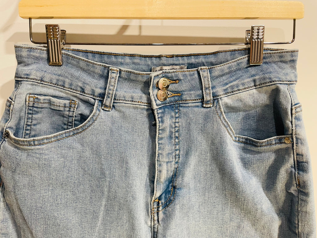 Jeans jambe large, bas effiloché / San Francisco / Taille 7