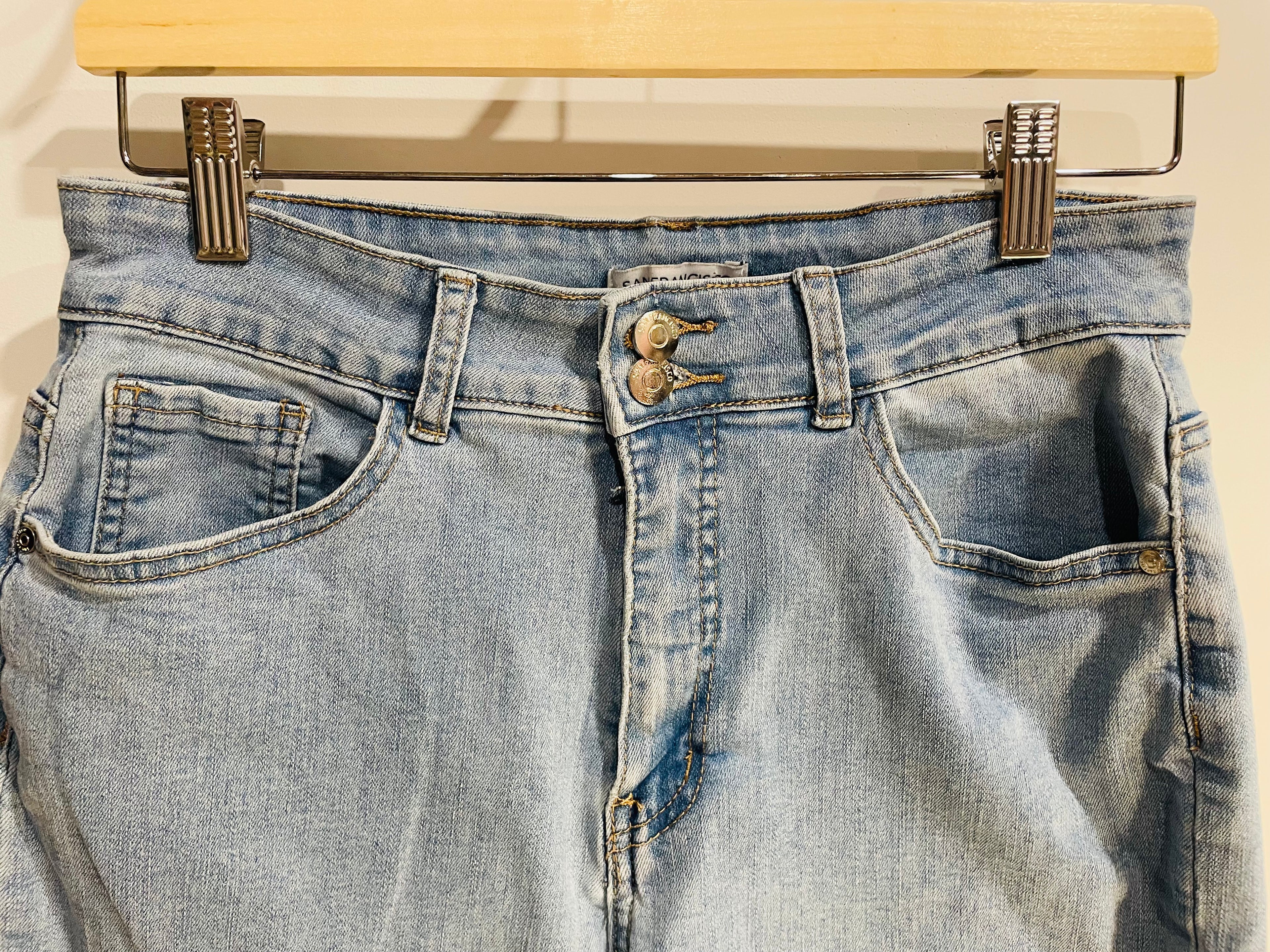 Jeans jambe large, bas effiloché / San Francisco / Taille 7