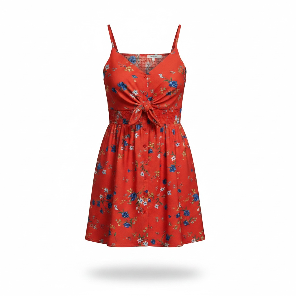 Robe  mi-longue rose fleurie - Annie 50 - Taille Medium