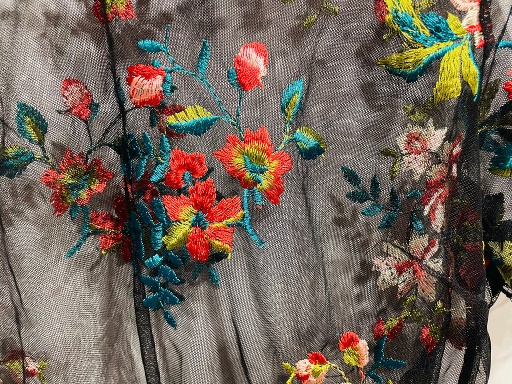 Crop top fleurs brodées