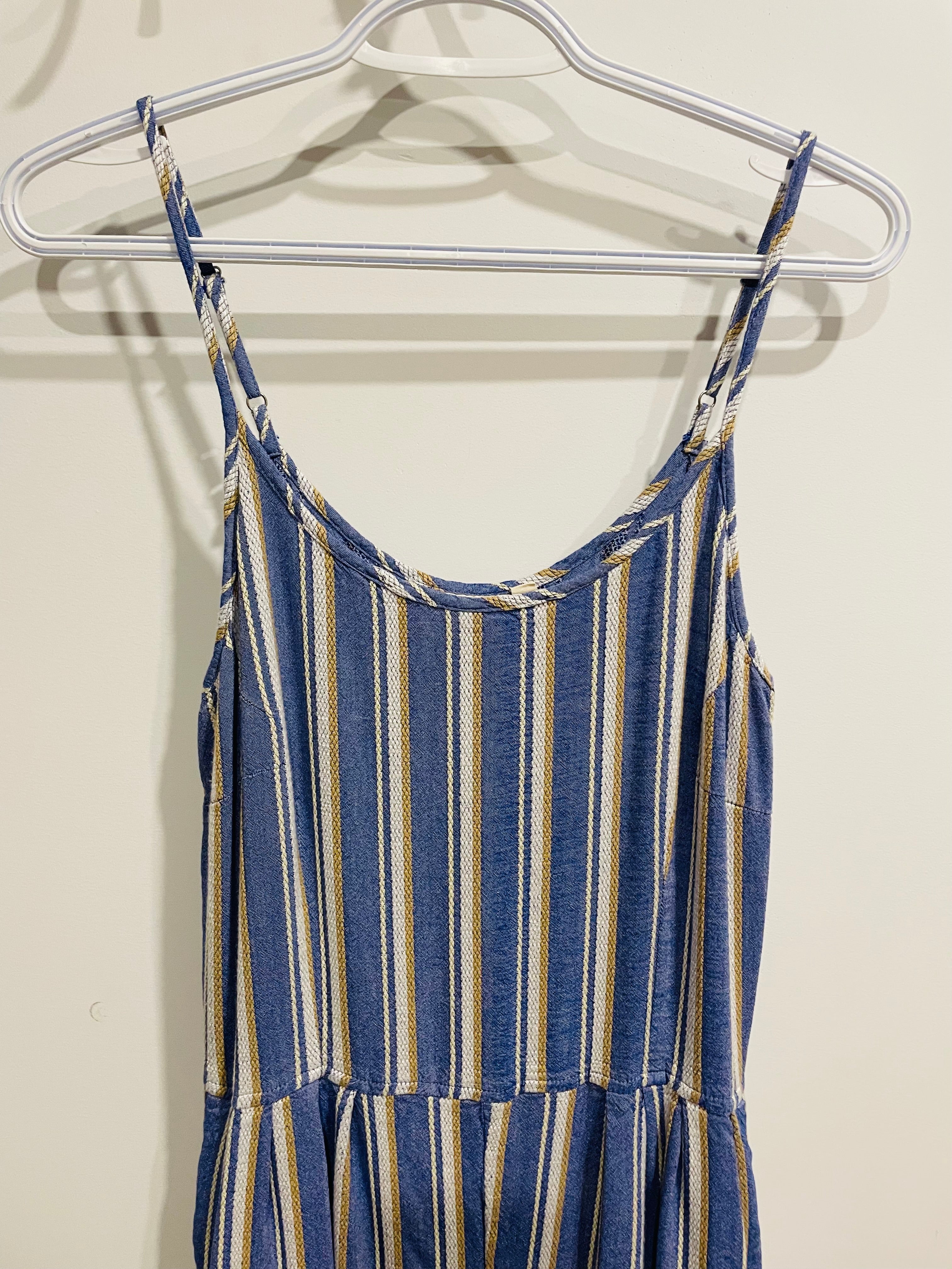 Jumpsuit rayé bleu avec poches et bretelles ajustables- Ananas Banana - taille médium
