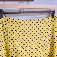 Jupe jaune coutre, motifs éventails  / Annie 50 / Taille medium à large