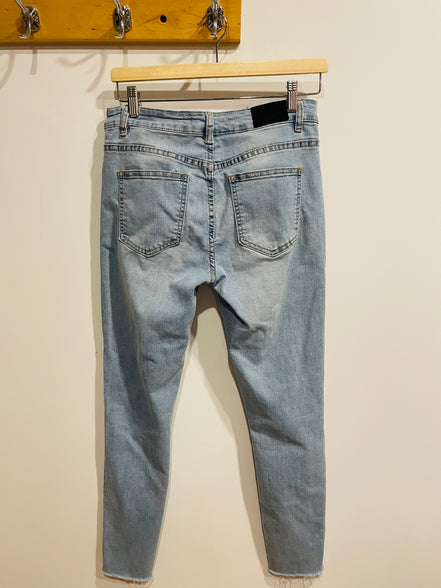 Jeans skinny taille haute broderies florales - Streetwear society - Taille 7