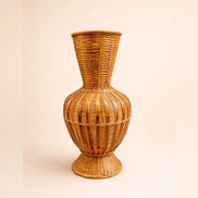 Vase en bois tressé vintage