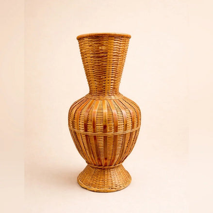 Vase en bois tressé vintage