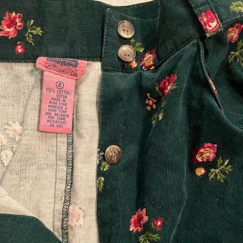 jupe longue velour cordé floral - Vintage